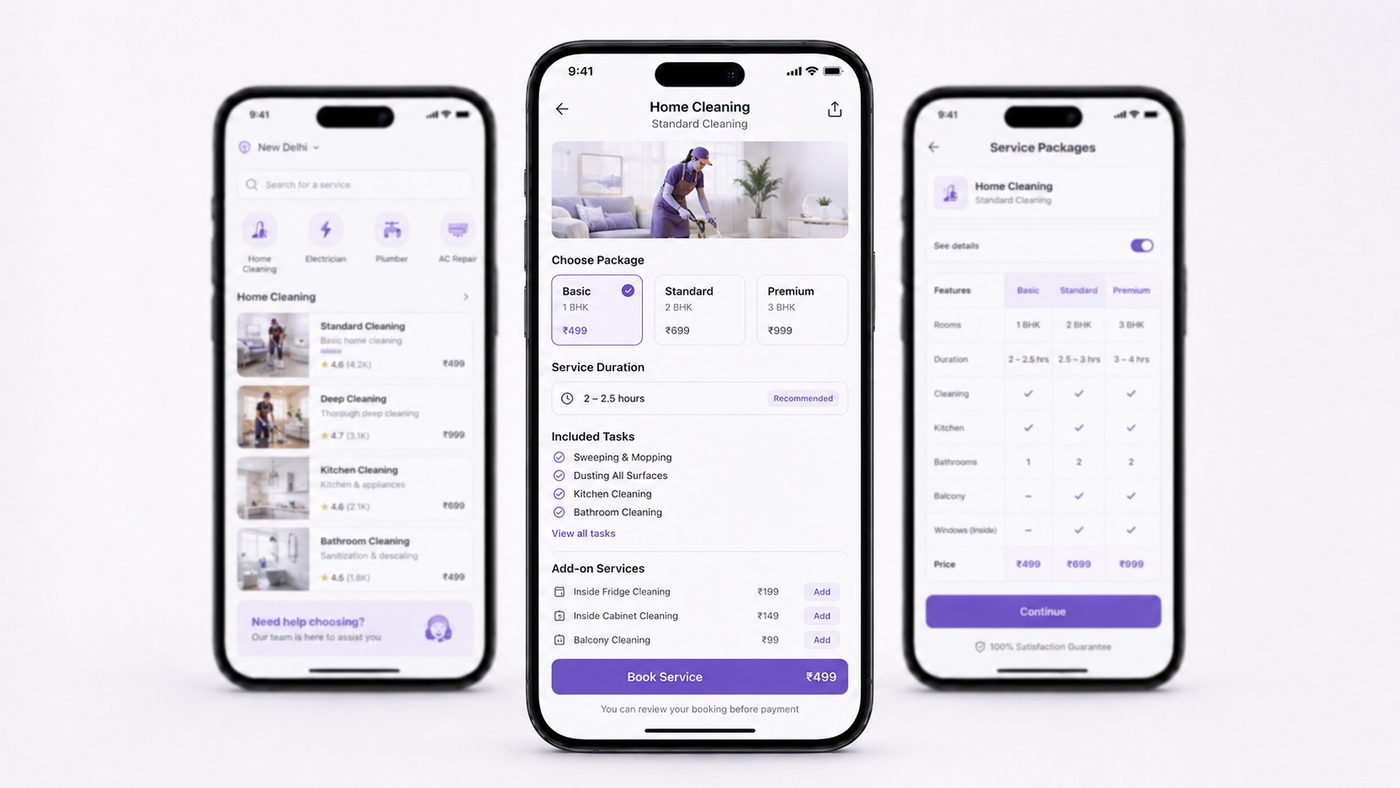 Service catalogue screen