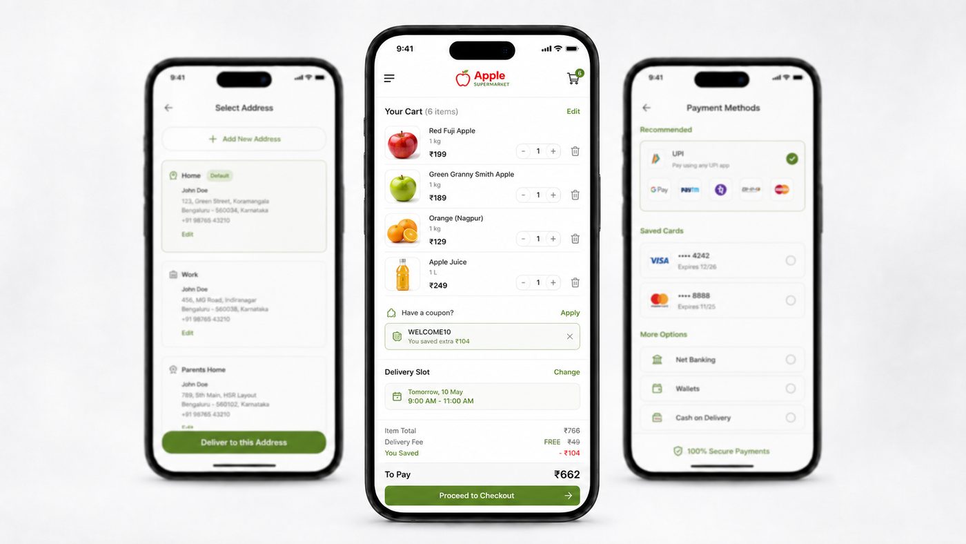 Cart & checkout screen