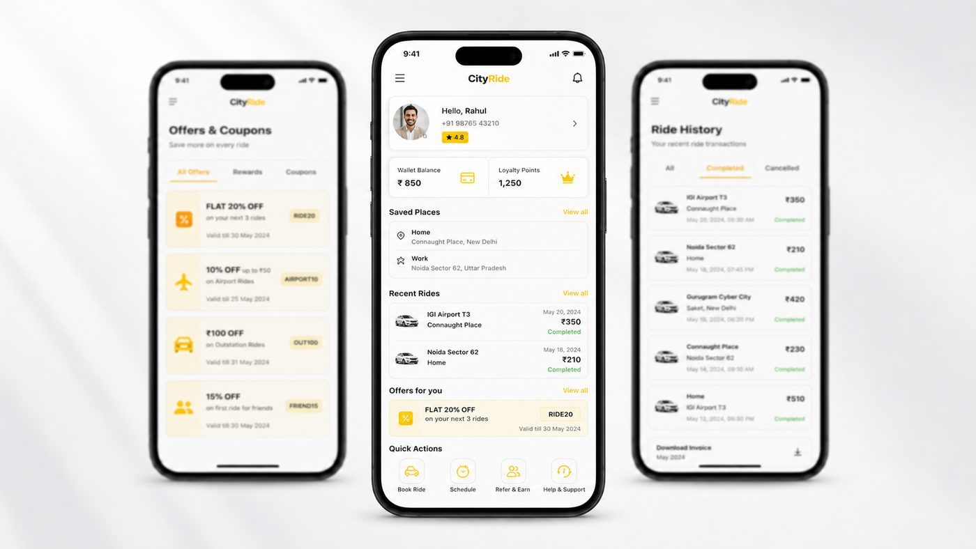 Ride history screen