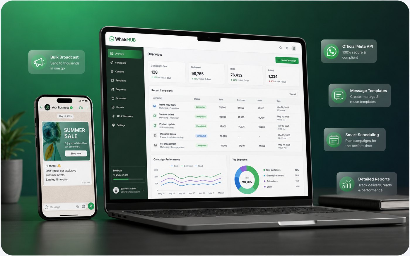 WhatsHUB dashboard screenshot