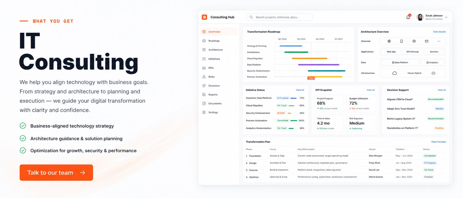 What you get with IT Consulting: everything included, nothing bolted on